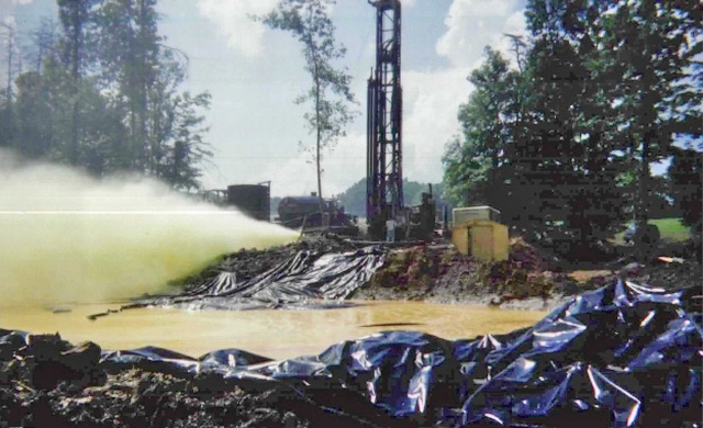 Blowout oil captured in pits
